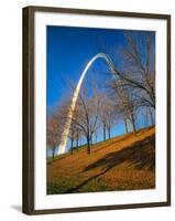 Autumn Trees Below Gateway Arch, Jefferson National Expansion, St. Louis, Missouri, USA-Scott T. Smith-Framed Photographic Print