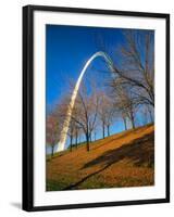 Autumn Trees Below Gateway Arch, Jefferson National Expansion, St. Louis, Missouri, USA-Scott T. Smith-Framed Photographic Print