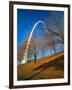 Autumn Trees Below Gateway Arch, Jefferson National Expansion, St. Louis, Missouri, USA-Scott T. Smith-Framed Photographic Print