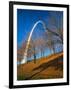 Autumn Trees Below Gateway Arch, Jefferson National Expansion, St. Louis, Missouri, USA-Scott T. Smith-Framed Photographic Print