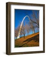 Autumn Trees Below Gateway Arch, Jefferson National Expansion, St. Louis, Missouri, USA-Scott T. Smith-Framed Photographic Print