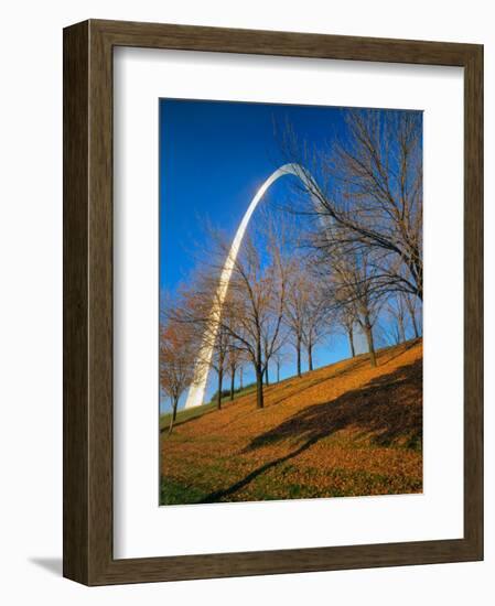 Autumn Trees Below Gateway Arch, Jefferson National Expansion, St. Louis, Missouri, USA-Scott T. Smith-Framed Photographic Print