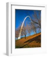 Autumn Trees Below Gateway Arch, Jefferson National Expansion, St. Louis, Missouri, USA-Scott T. Smith-Framed Photographic Print