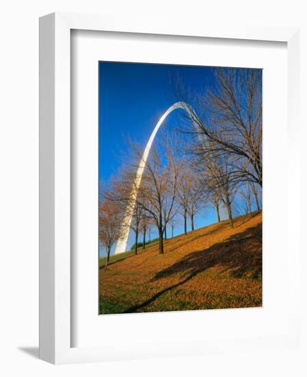 Autumn Trees Below Gateway Arch, Jefferson National Expansion, St. Louis, Missouri, USA-Scott T. Smith-Framed Photographic Print