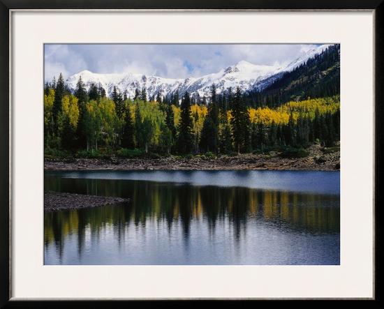 Autumn Trees on Mountain Lake-null-Framed Photographic Print