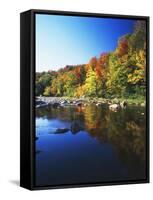 Autumn Trees Reflected in Deerfield River, Vermont, USA-Adam Jones-Framed Stretched Canvas