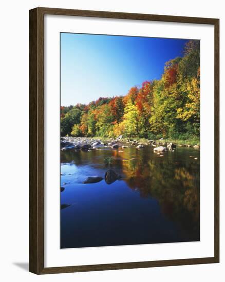 Autumn Trees Reflected in Deerfield River, Vermont, USA-Adam Jones-Framed Photographic Print