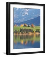 Autumn Trees Reflected in Forggensee in Bavaria-Alex Saberi-Framed Photographic Print