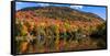 Autumn trees reflection in pond, Sugarloaf Pond, Potton, Quebec, Canada-null-Framed Stretched Canvas