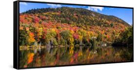 Autumn trees reflection in pond, Sugarloaf Pond, Potton, Quebec, Canada-null-Framed Stretched Canvas