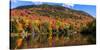 Autumn trees reflection in pond, Sugarloaf Pond, Potton, Quebec, Canada-null-Stretched Canvas