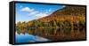 Autumn trees reflection in pond, Sugarloaf Pond, Potton, Quebec, Canada-null-Framed Stretched Canvas