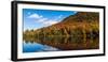 Autumn trees reflection in pond, Sugarloaf Pond, Potton, Quebec, Canada-null-Framed Photographic Print