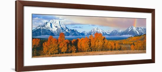 Autumn Trees with Mountain Range in the Background-null-Framed Photographic Print