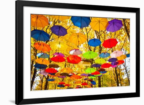 Autumn Umbrellas in the Sky-Oleksii Pyltsyn-Framed Photographic Print