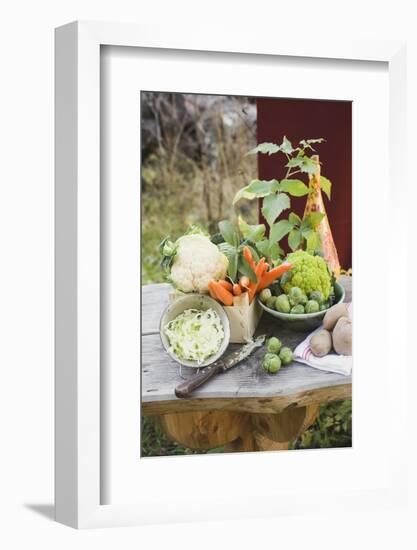 Autumn Vegetable Still Life with Brassicas, Potatoes and Carrots-Eising Studio - Food Photo and Video-Framed Photographic Print