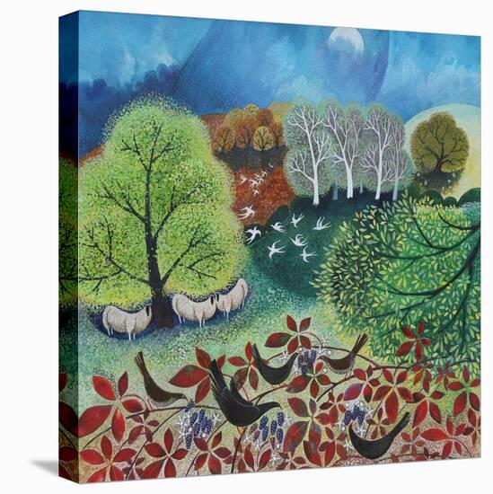 Autumn vibes,2019,(acrylics on paper)-Lisa Graa Jensen-Stretched Canvas