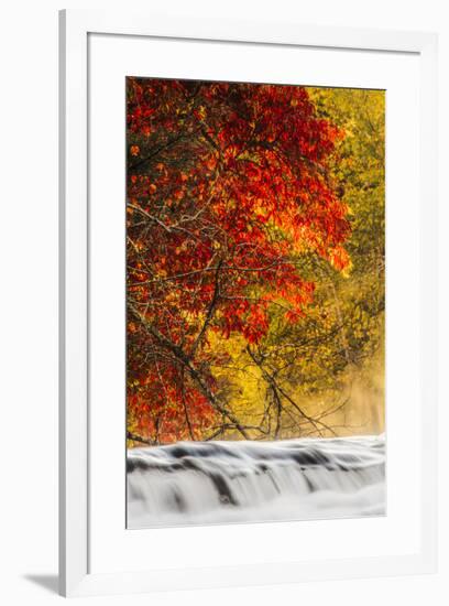 Autumn view of Hooker Falls on Little River, DuPont State Forest, near Brevard, North Carolina-Adam Jones-Framed Photographic Print