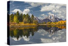 Autumn view of Mount Moran and Snake River, Grand Teton National Park, Wyoming-Adam Jones-Stretched Canvas