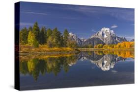 Autumn view of Mount Moran and Snake River, Grand Teton National Park, Wyoming-Adam Jones-Stretched Canvas