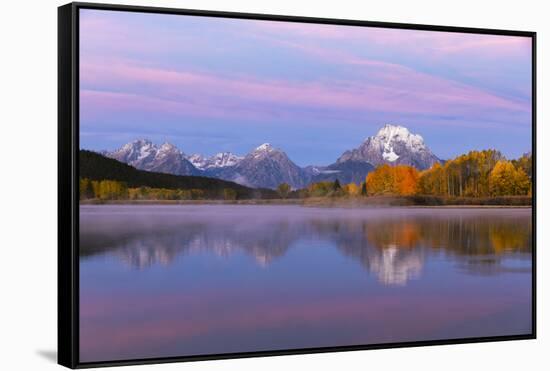 Autumn view of Mount Moran and Snake River, Grand Teton National Park, Wyoming-Adam Jones-Framed Stretched Canvas