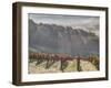 Autumn Vineyards with Bright Color and Foggy Morning-Terry Eggers-Framed Photographic Print