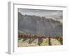 Autumn Vineyards with Bright Color and Foggy Morning-Terry Eggers-Framed Photographic Print