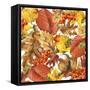 Autumn Watercolor Background Colorful Leaves. W-Dabrynina Alena-Framed Stretched Canvas