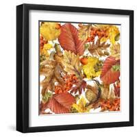 Autumn Watercolor Background Colorful Leaves. W-Dabrynina Alena-Framed Art Print