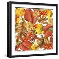 Autumn Watercolor Background Colorful Leaves. W-Dabrynina Alena-Framed Art Print