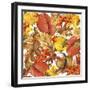 Autumn Watercolor Background Colorful Leaves. W-Dabrynina Alena-Framed Art Print