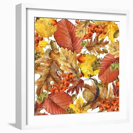 Autumn Watercolor Background Colorful Leaves. W-Dabrynina Alena-Framed Art Print