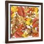 Autumn Watercolor Background Colorful Leaves. W-Dabrynina Alena-Framed Art Print