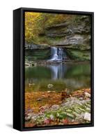 Autumn waterfall in McCormics Creek State Park, Indiana, USA-Anna Miller-Framed Stretched Canvas