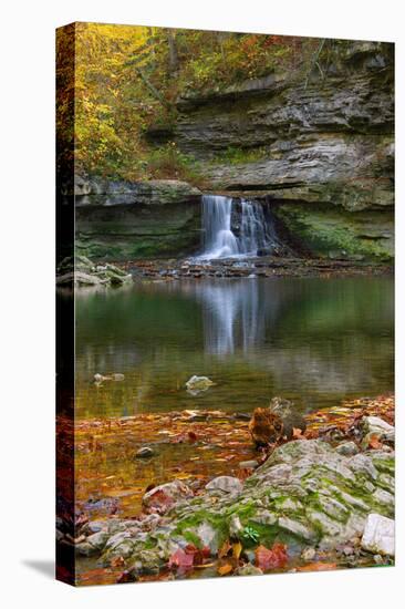 Autumn waterfall in McCormics Creek State Park, Indiana, USA-Anna Miller-Stretched Canvas