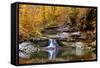 Autumn waterfall in McCormics Creek State Park, Indiana, USA-Anna Miller-Framed Stretched Canvas