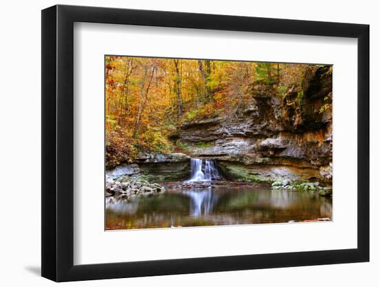 Autumn waterfall in McCormics Creek State Park, Indiana, USA-Anna Miller-Framed Photographic Print