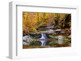 Autumn waterfall in McCormics Creek State Park, Indiana, USA-Anna Miller-Framed Photographic Print