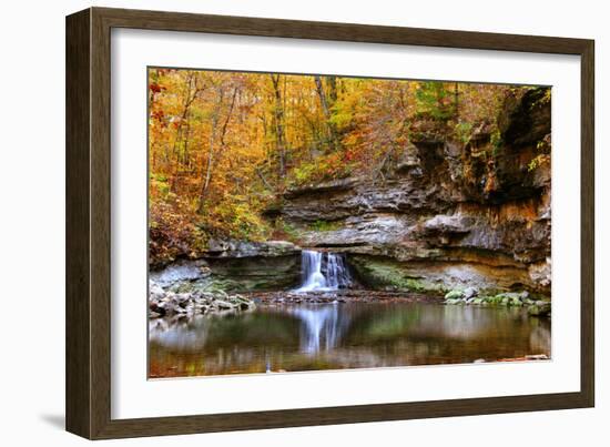 Autumn waterfall in McCormics Creek State Park, Indiana, USA-Anna Miller-Framed Photographic Print