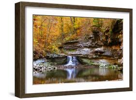 Autumn waterfall in McCormics Creek State Park, Indiana, USA-Anna Miller-Framed Photographic Print