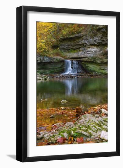 Autumn waterfall in McCormics Creek State Park, Indiana, USA-Anna Miller-Framed Photographic Print