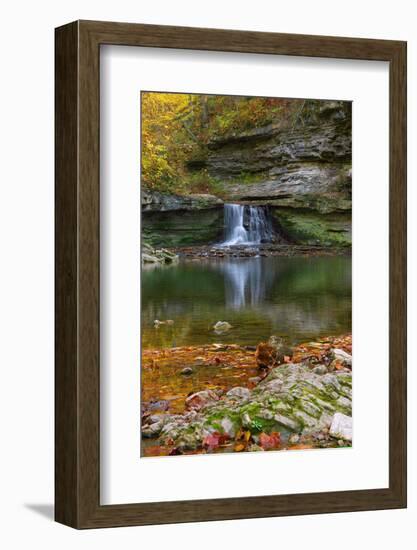 Autumn waterfall in McCormics Creek State Park, Indiana, USA-Anna Miller-Framed Photographic Print