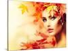 Autumn Woman Portrait-Subbotina Anna-Stretched Canvas