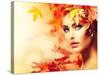 Autumn Woman Portrait-Subbotina Anna-Stretched Canvas