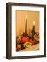 autumnal decoration, pumpkins, candles, detail,-mauritius images-Framed Photographic Print