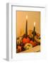 autumnal decoration, pumpkins, candles, detail,-mauritius images-Framed Photographic Print