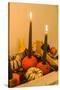 autumnal decoration, pumpkins, candles, detail,-mauritius images-Stretched Canvas