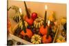 autumnal decoration, pumpkins, candles,-mauritius images-Stretched Canvas