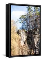 Autumnal Forest and White Rock,Ojcowski National Park, Ojcow, Poland-Curioso Travel Photography-Framed Stretched Canvas