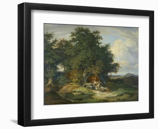 Autumnal Forest with Herders, 1837-Ludwig Richter-Framed Giclee Print